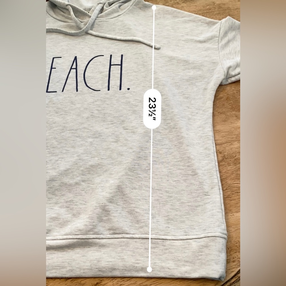 Rae Dunn Women’s Size Small Gray BEACH. Graphic‎ Hoodie Pullover - Picture 9 of 12
